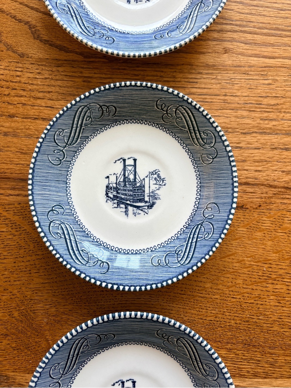 Vintage Currier & Ives “Low Water in the Mississippi"- set of 3 plates- 6 inches - Picture 4 of 10